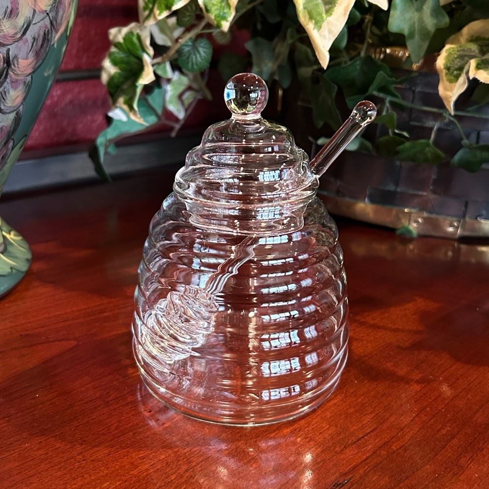 Glass Honey Jar with Dipper & Lid